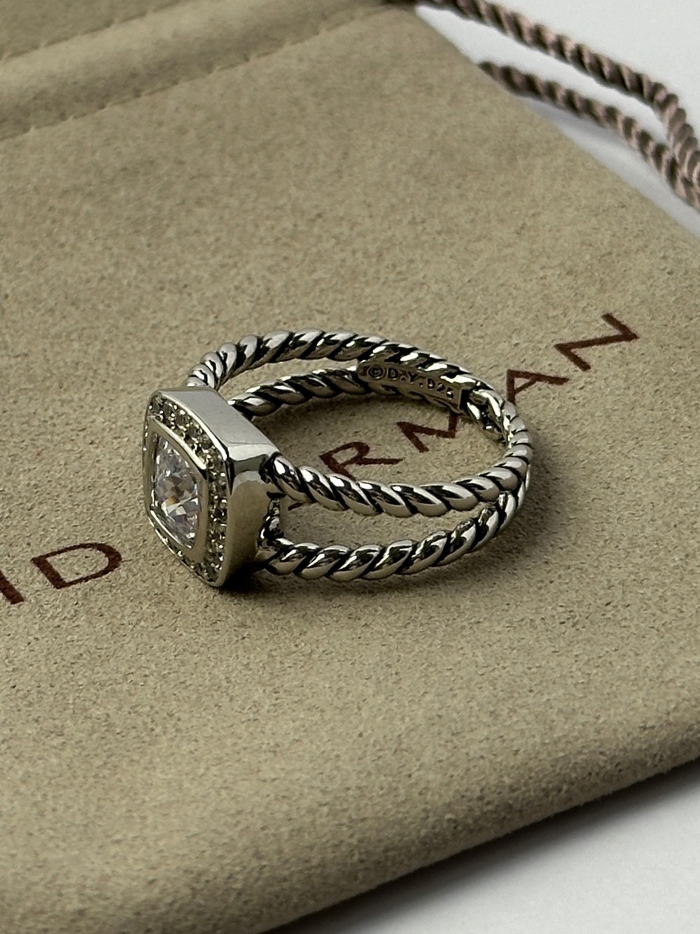 David Yurman Crystal & Diamonds 925 Sterling Silver Petite Albion Ring Size 7.5